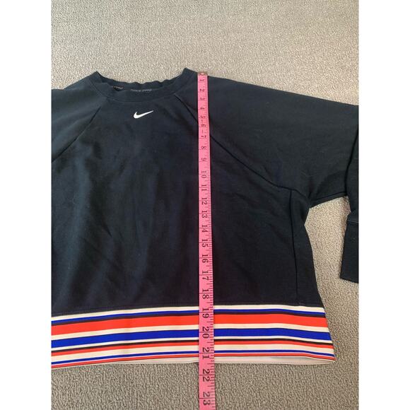 Nike Pro Get Fit Striped Cropped Sweatshirt Dri Fit Crewneck Black Multi Large - Picture 9 of 10